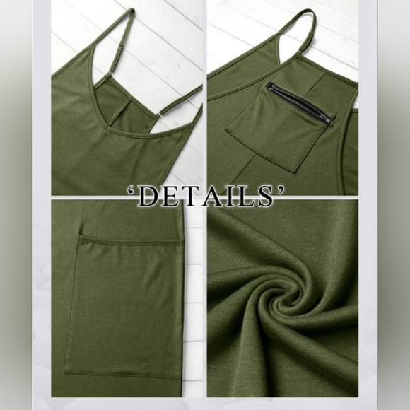 Army Green Oversized Vee neck sleeveless Jumpsuit with pockets New in package XL - Picture 7 of 8